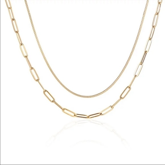 18K gold plated stainless steel paperclip chain necklace 20 inches - Picture 4 of 4